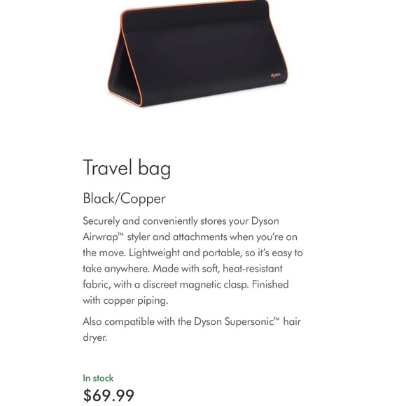 SOLD Dyson Black Copper Velvet Hair Tool Styler Storage Travel Pouch Bag - Picture 2 of 7